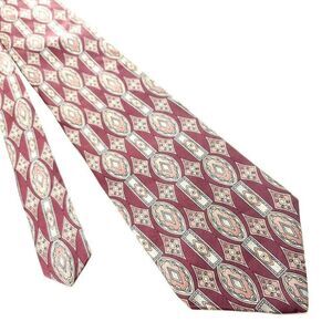 Don Loper Silk‎ Tie Red Print Short Wide